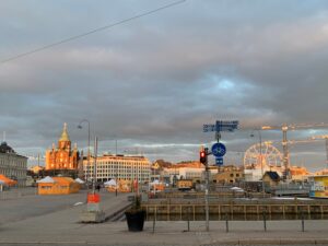 Helsinki during sunset.